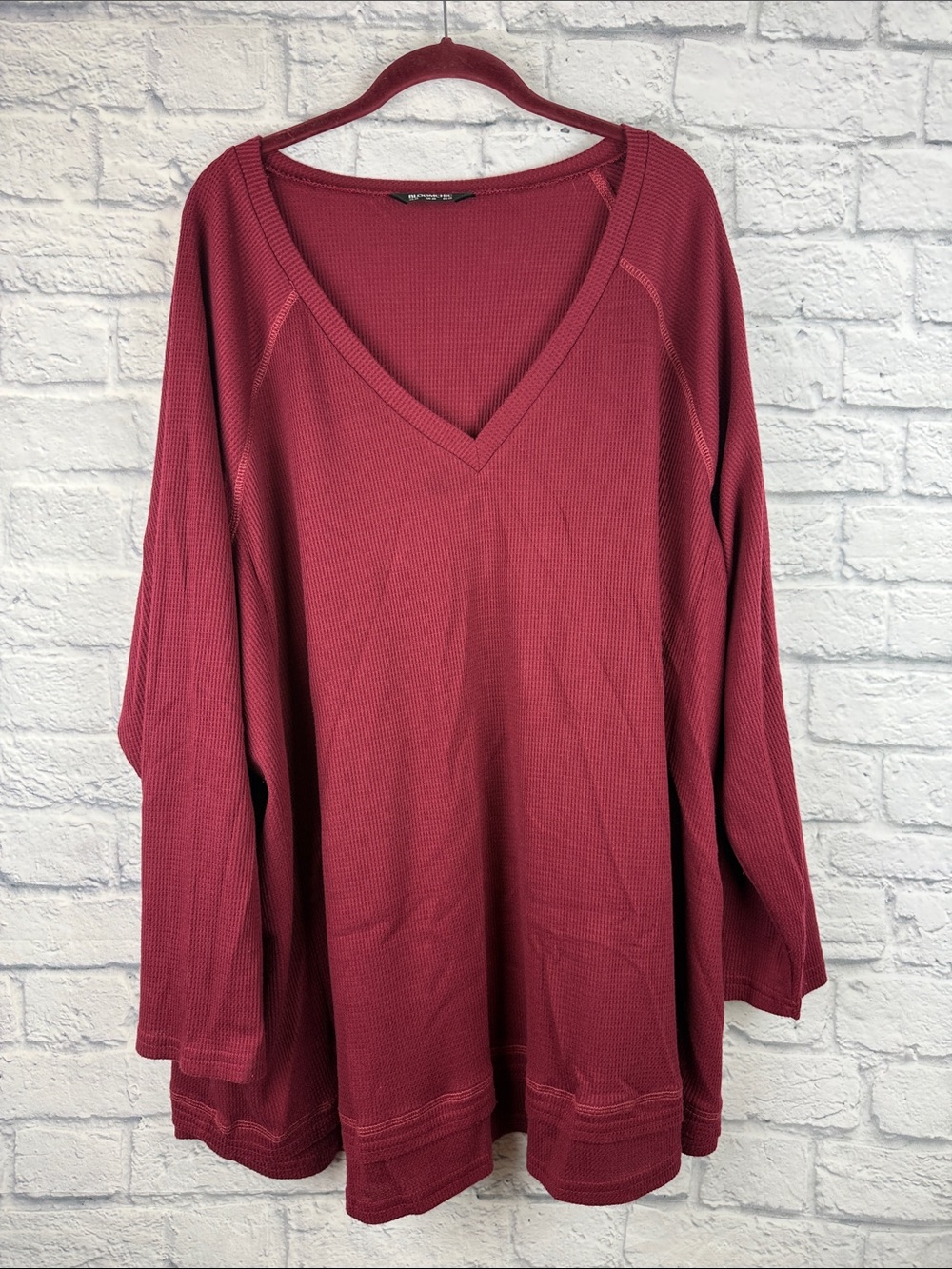BloomChic V-Neck Long Sleeve Tunic Top Burgundy Size 26